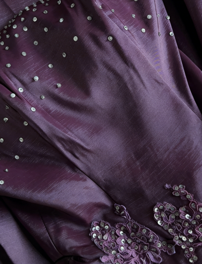 Classy Purple Prom Dress Satin Sheath Strapless Evening Dress ED07059