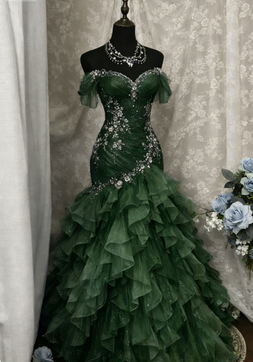 Gorgeous Blue Prom Dress Off-shoulder Tulle Sheath Birthday Dress Sleeveless Evening Dress ED07136