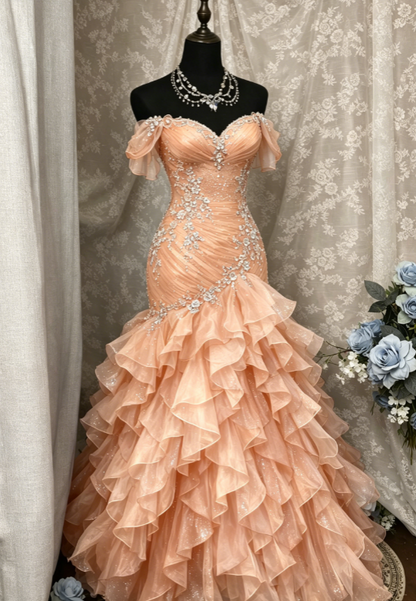 Wunderschönes blaues Ballkleid, schulterfrei, Tüll-Etui-Kleid, ärmelloses Abendkleid, ED07136