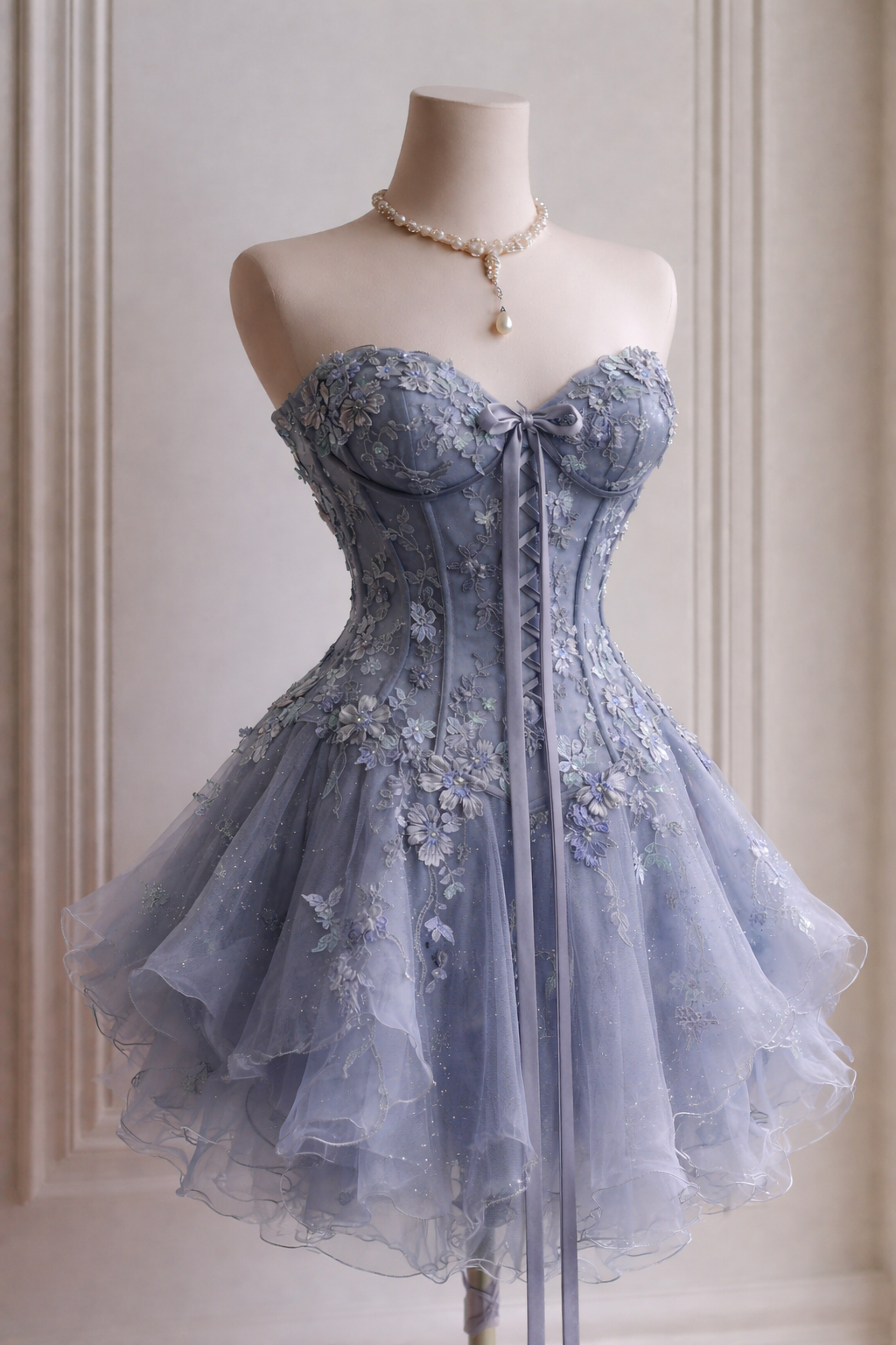 Robe de bal courte rose mignonne avec encolure cœur et applications, robe de soirée en tulle coupe A, robe d'anniversaire ED07148