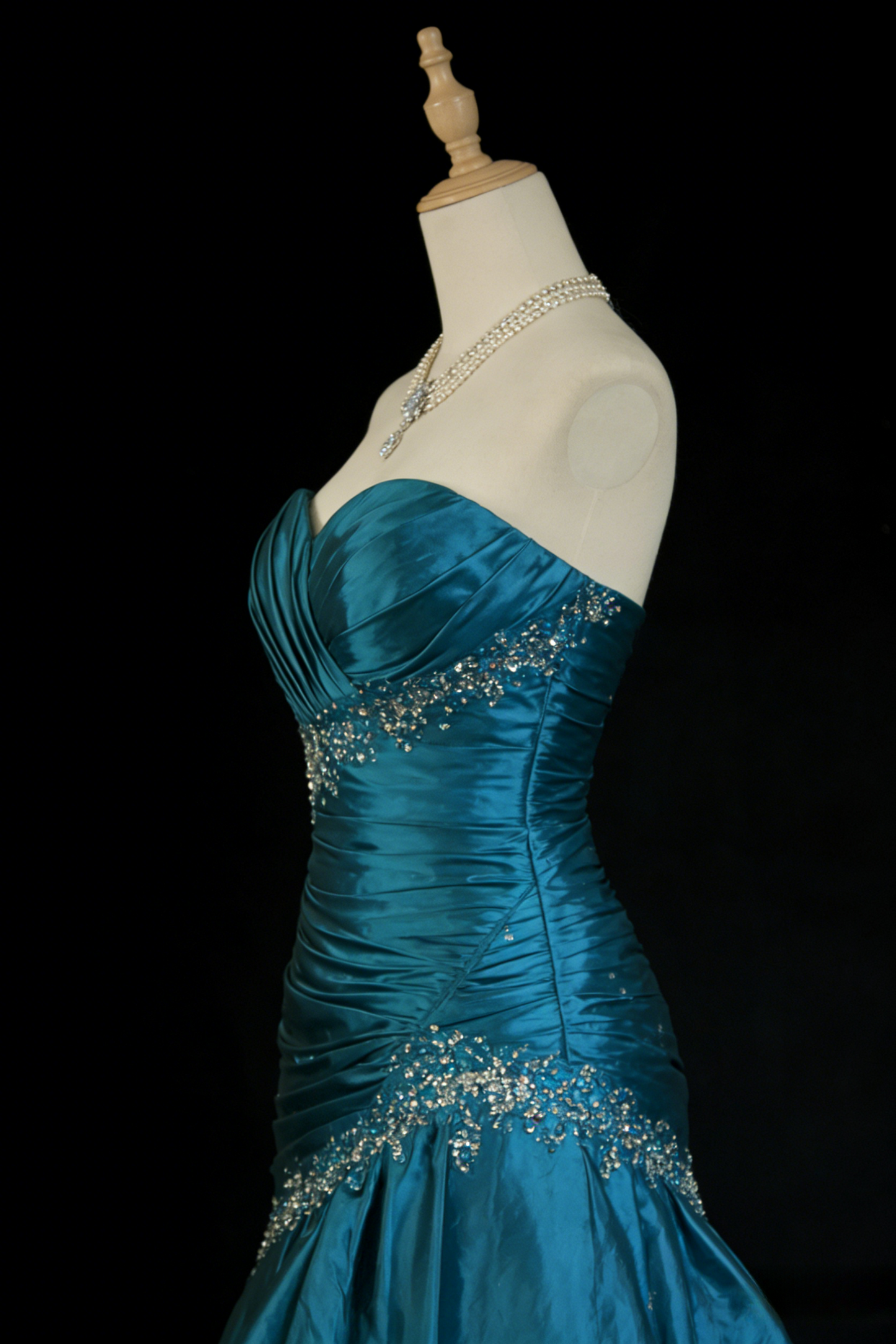 Chic Teal Prom Dress Satin Sweetheart A-Line Long Evening Dress ED07251