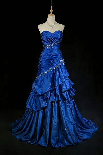 Chic Teal Prom Dress Satin Sweetheart A-Line Long Evening Dress ED07251