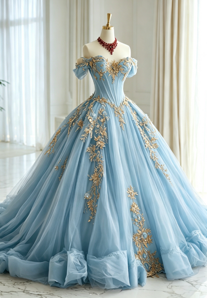 Cute Dark Red Long Prom Dress Off-shoulder Tulle A-Line Evening Dress Sleeveless Applique Sweet 16 Dress ED07322