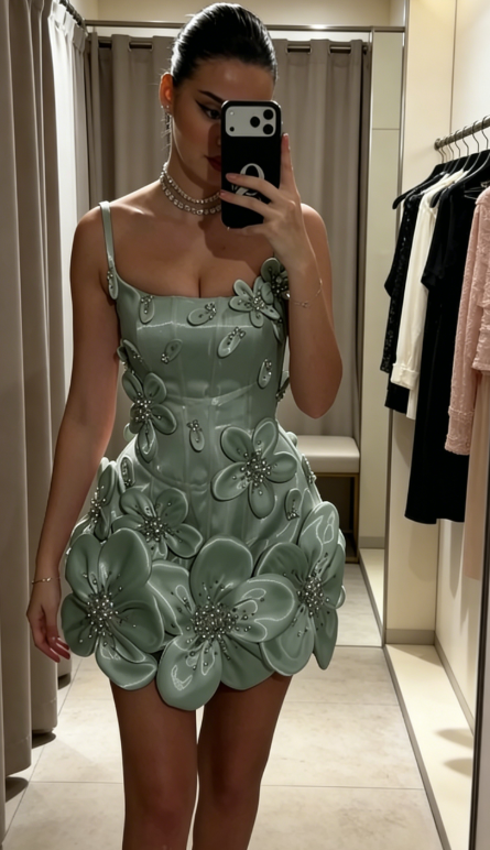 Niedliches rosa Satin-Abendkleid mit Spaghettiträgern, 3D-Applikationen, ärmellos, kurzes Geburtstagskleid ED07331