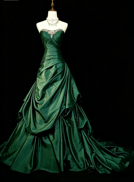 Robe de bal élégante en satin couleur raisin, bustier, coupe trapèze, longue robe de soirée ED07458
