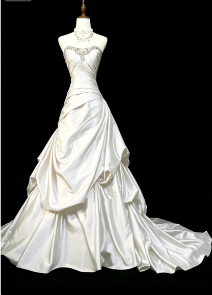 Robe de bal élégante en satin couleur raisin, bustier, coupe trapèze, longue robe de soirée ED07458