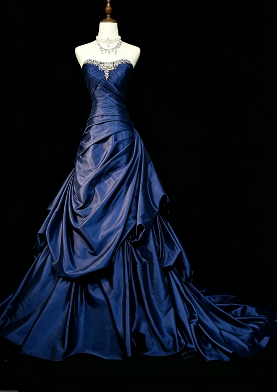 Robe de bal élégante en satin couleur raisin, bustier, coupe trapèze, longue robe de soirée ED07458