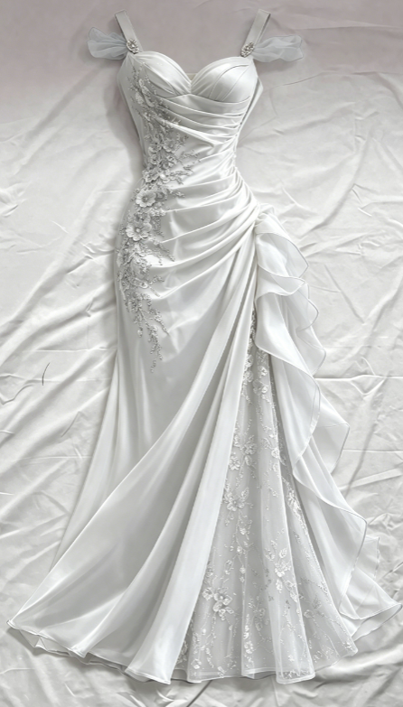 Robe de bal bleue fourreau à bretelles en satin avec appliques, robe de soirée longue ED07632