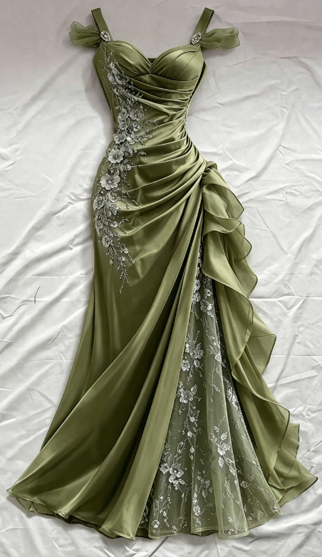 Robe de bal bleue fourreau à bretelles en satin avec appliques, robe de soirée longue ED07632