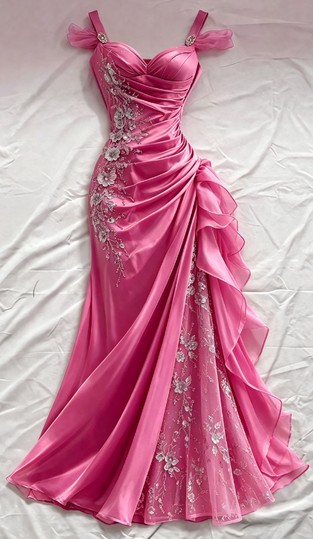 Robe de bal bleue fourreau à bretelles en satin avec appliques, robe de soirée longue ED07632