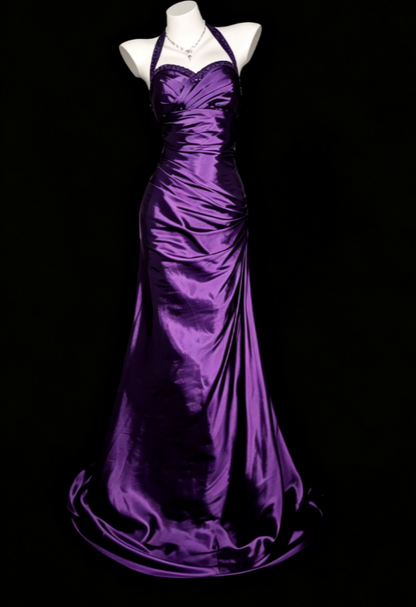 Robe de bal élégante sarcelle dos-nu fourreau satin longue robe de soirée ED08073