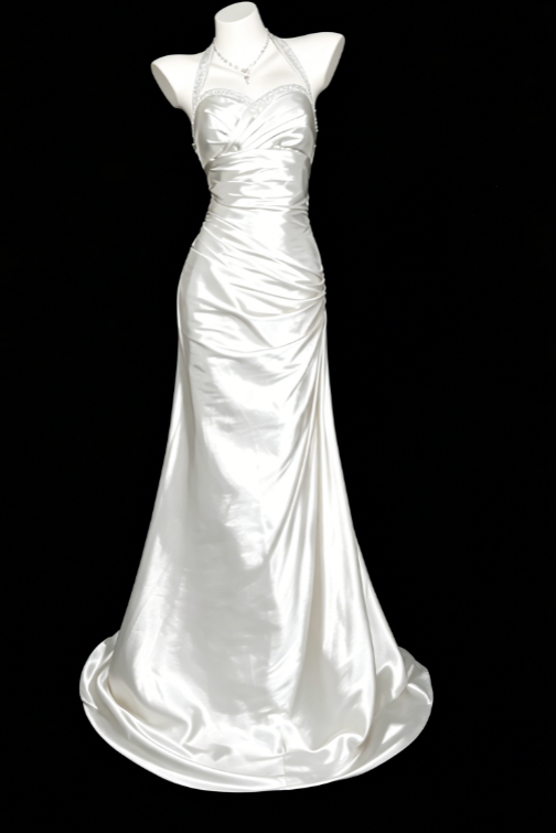 Robe de bal élégante sarcelle dos-nu fourreau satin longue robe de soirée ED08073