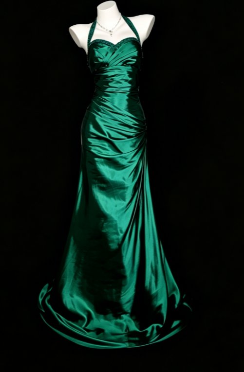 Robe de bal élégante sarcelle dos-nu fourreau satin longue robe de soirée ED08073