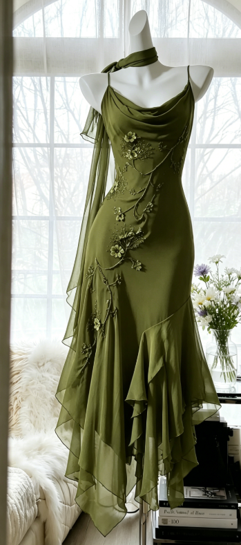 Fairy Navy Blue Prom Dress Spaghetti Straps Sheath Chiffon Beaded Evening Dress ED08208