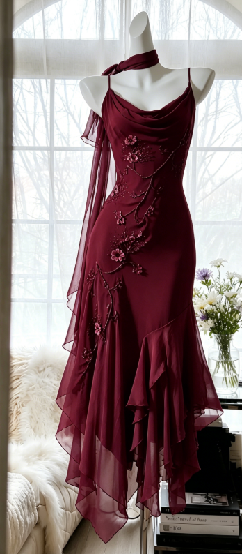 Fairy Navy Blue Prom Dress Spaghetti Straps Sheath Chiffon Beaded Evening Dress ED08208