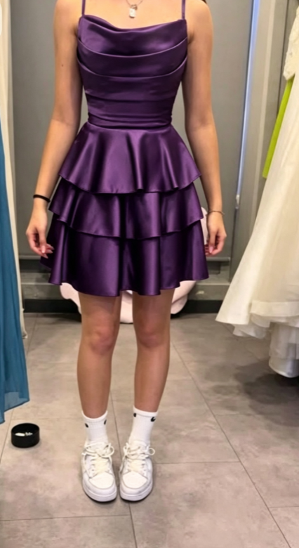 Sexy marineblaues Heimkehrkleid Träger A-Linie Satin Sommerurlaubskleid Ärmelloses Partykleid ED08698