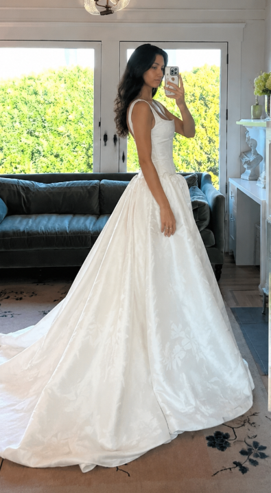 Simple White A-Line Wedding Dress Satin Bridal Gown Sleeveless Straps Bridal Dress ED09412