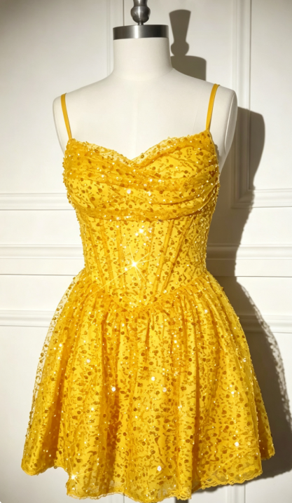 Chic Navy Blue Short Homecoming Dress A-line Sequins Birthday Dress ED09728