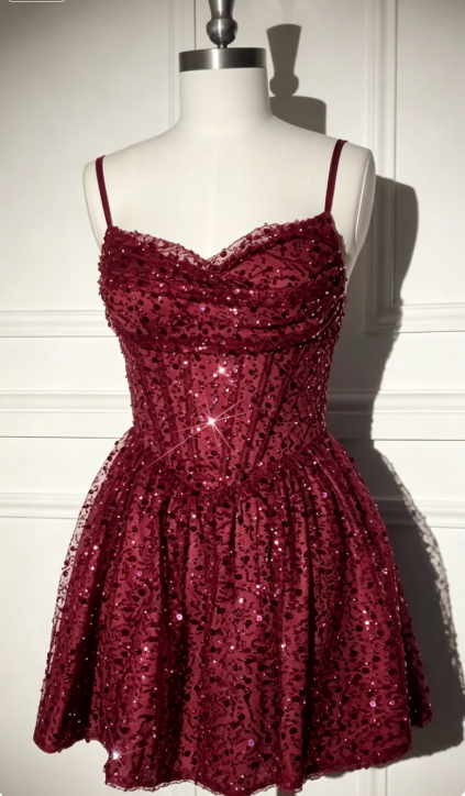 Chic Navy Blue Short Homecoming Dress A-line Sequins Birthday Dress ED09728