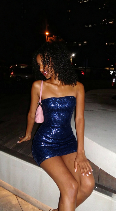 Pink Sequin Sheath Short Homecoming Dress, Strapless Birthday Party Dress ED09965