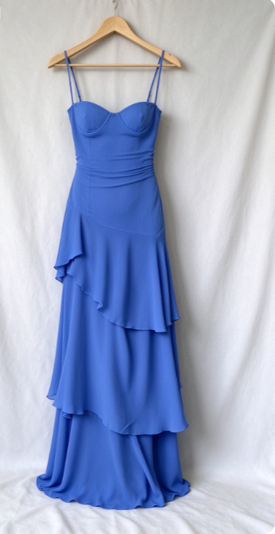 Elegantes langes Ballkleid in Blau, Etui-Stil, Chiffon-Abendkleid ED10016