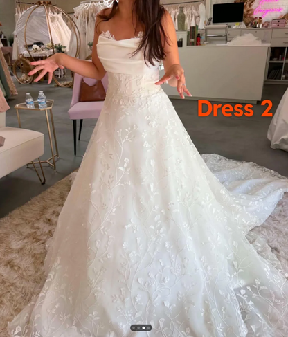 Elegant White Wedding Dress A-Line Tulle Bridal Dress  ED10076