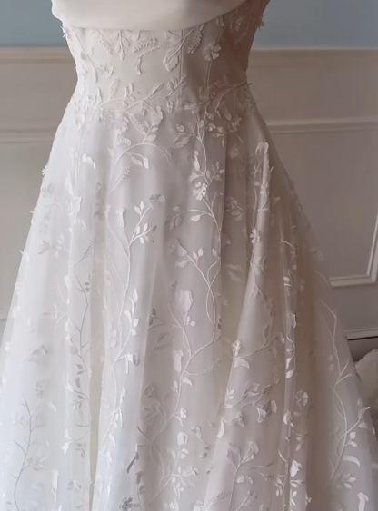 Elegant White Wedding Dress A-Line Tulle Bridal Dress  ED10076