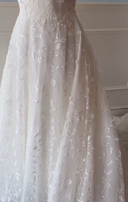 Elegant White Wedding Dress A-Line Tulle Bridal Dress  ED10076