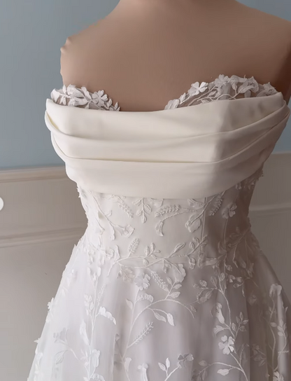 Elegant White Wedding Dress A-Line Tulle Bridal Dress  ED10076