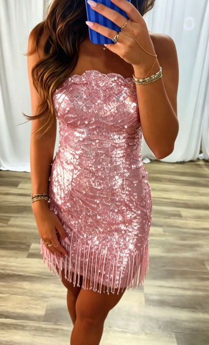 Cute Blue Short Homecoming Dress Sheath Sequins Semi-Formal Dress ED10189