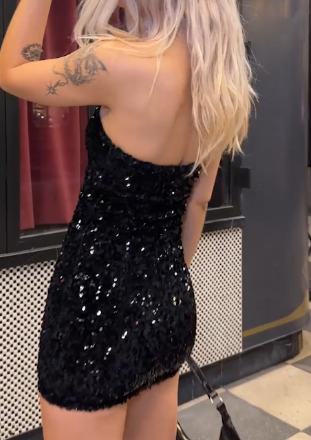 Charming Black Short Homecoming Dress Sheath Sequins Birthday Dress ED10412