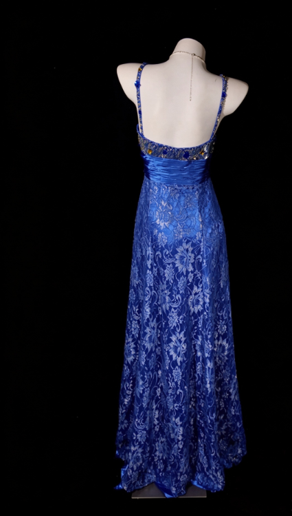 Wunderschönes blaues Abschlussballkleid, Etuikleid aus Spitze, langes Abendkleid ED11553