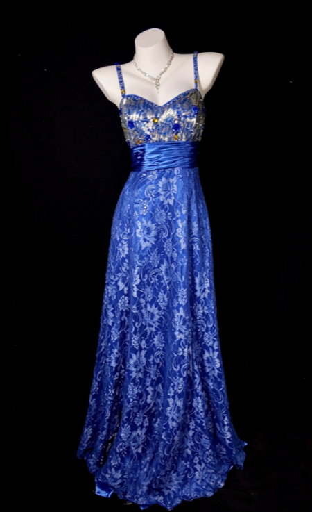 Wunderschönes blaues Abschlussballkleid, Etuikleid aus Spitze, langes Abendkleid ED11553