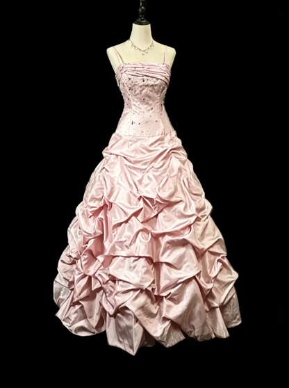 Gorgeous Spaghetti Strap Ball Gown Sleeveless Long Prom Dresses Taffeta Mint Green Quinceanera Dresses Sweet 16 Dress EP05146
