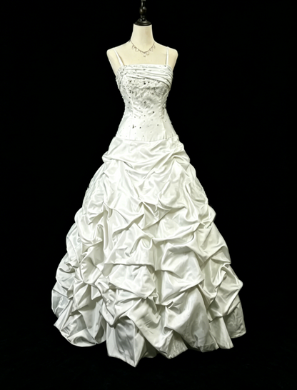 Gorgeous Spaghetti Strap Ball Gown Sleeveless Long Prom Dresses Taffeta Mint Green Quinceanera Dresses Sweet 16 Dress EP05146