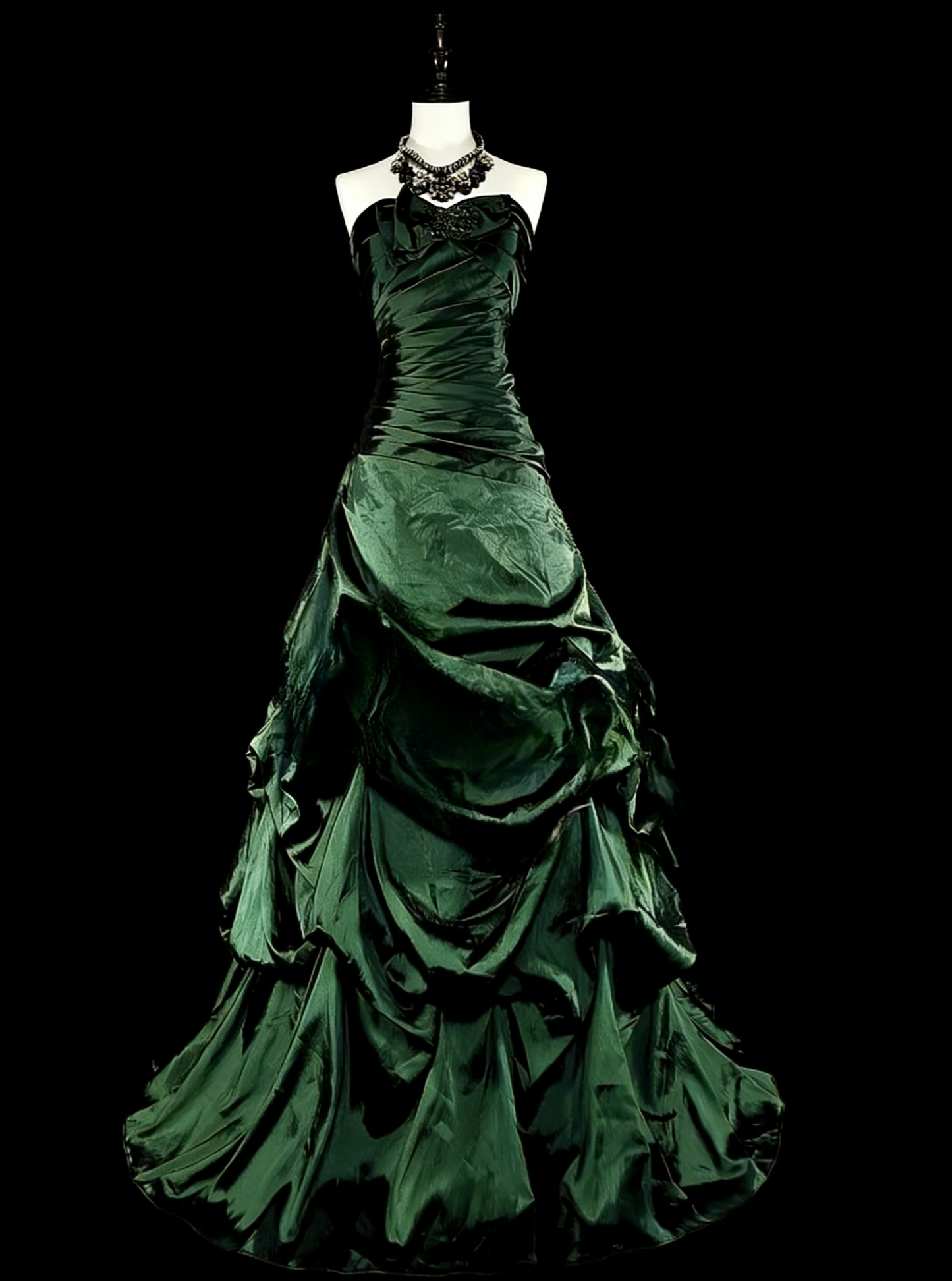 Fairy Strapless A-Line Long Prom Dresses Satin Teal Evening Dresses Sleeveless Teal Birthday Dresses EP05678