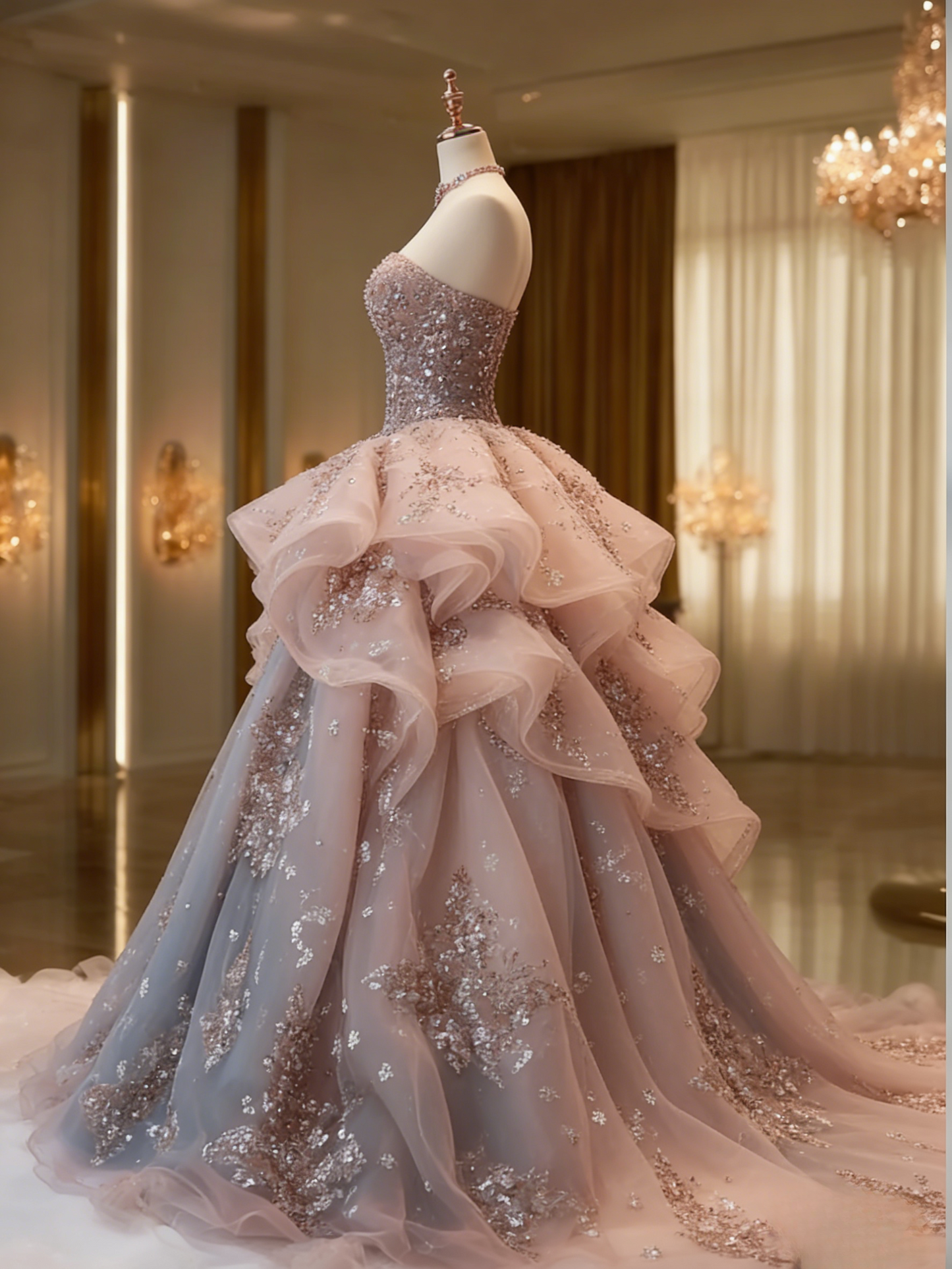 Gorgeous A-Line Long Prom Dresses Tulle Sequins Sleeveless Evening Dresses Sweetheart Birthday Dresses EP06115