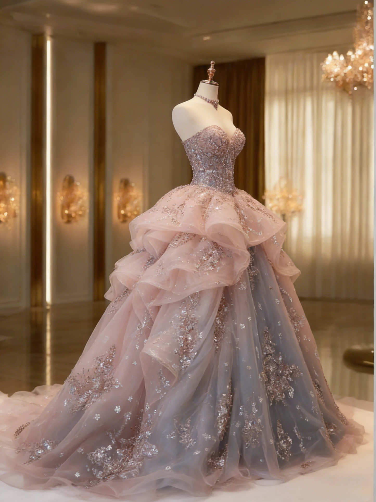 Gorgeous A-Line Long Prom Dresses Tulle Sequins Sleeveless Evening Dresses Sweetheart Birthday Dresses EP06115