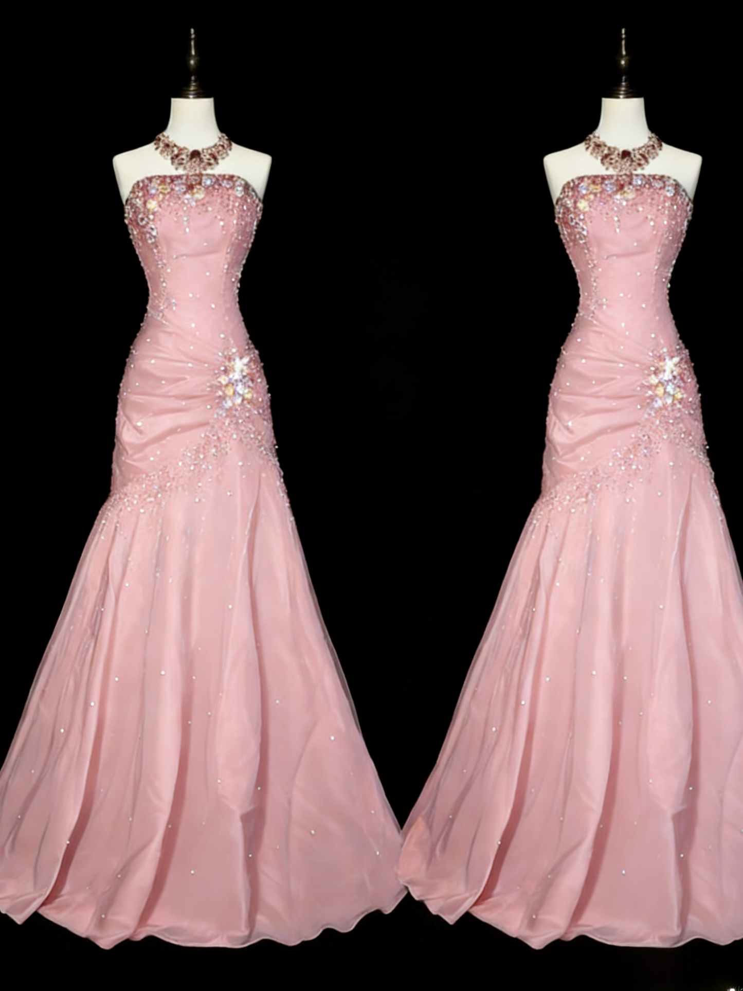 Glam Burgundy Long Prom Dresses Strapless Mermaid Evening Dresses Beaded Satin Sleeveless Formal Dresses EP06802