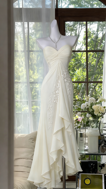 Elegant Green Prom Dress Sweetheart Sheath Chiffon Beaded Evening Dress EP07340