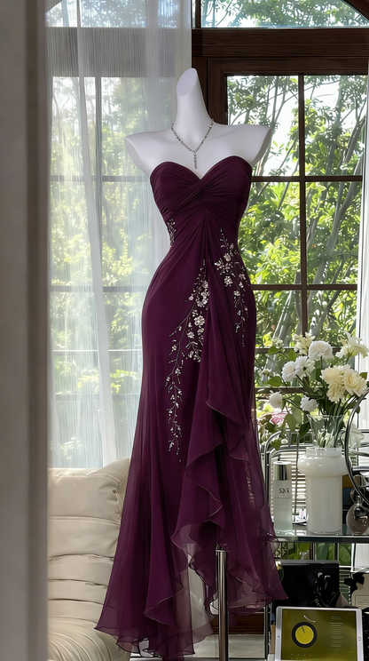 Elegant Green Prom Dress Sweetheart Sheath Chiffon Beaded Evening Dress EP07340