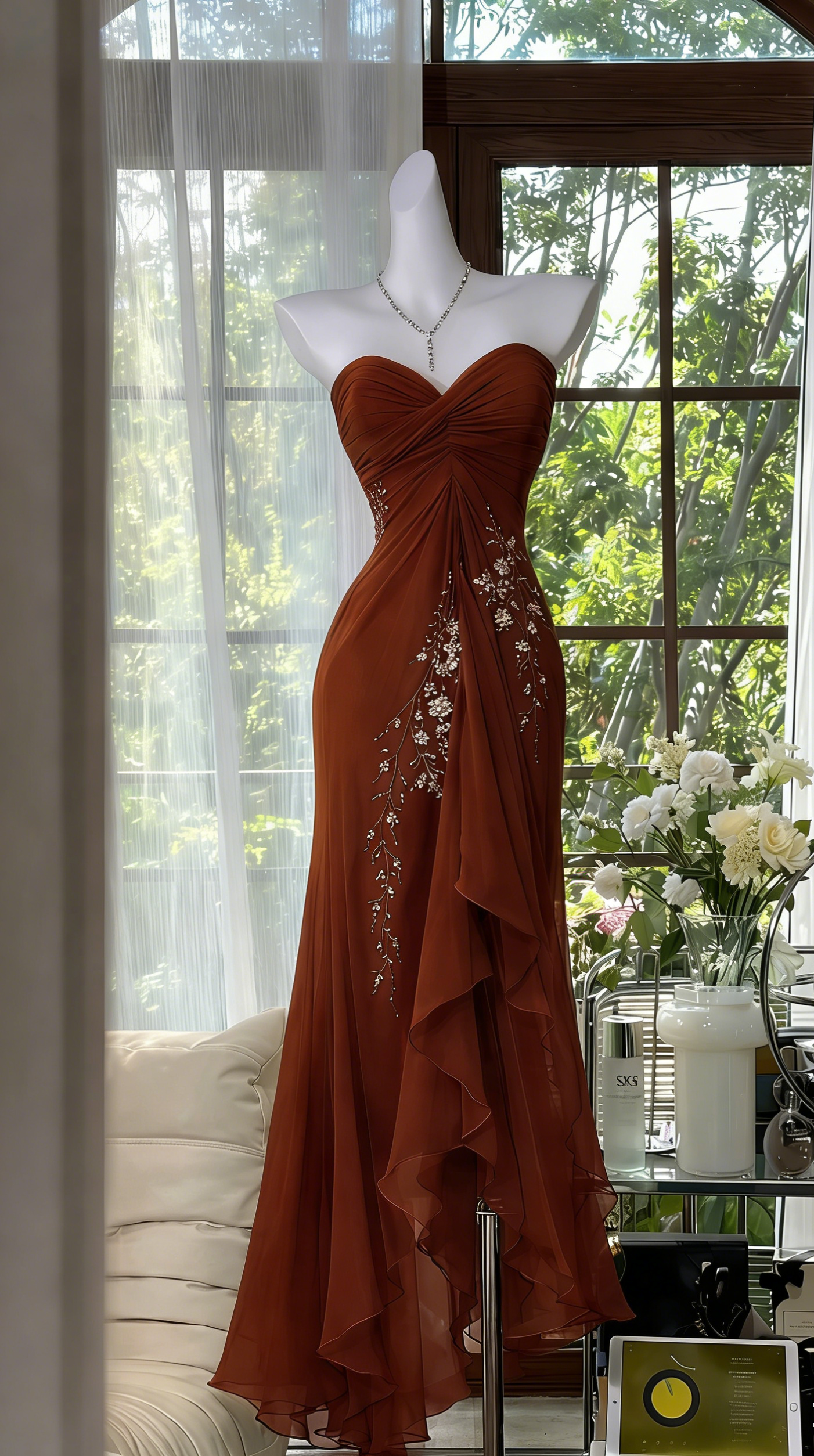 Elegant Green Prom Dress Sweetheart Sheath Chiffon Beaded Evening Dress EP07340