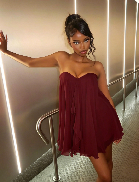 Robe Courte de Bal Fourreau Col Cœur en Mousseline de Soie Rose Poudré pour Anniversaire EW08952