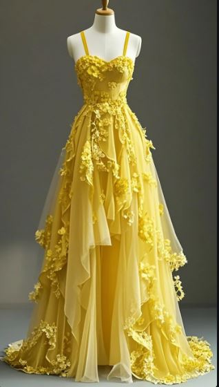 Fairytale A-line Hi-Lo Prom Dress for Masquerade Tulle&amp;Lace Applique Spaghetti Strap Evening Dress