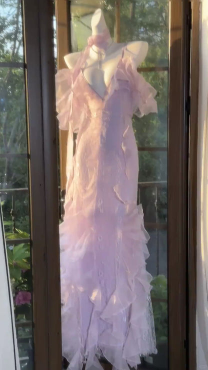Superbe robe de soirée longue en satin fuchsia, style sirène, sans bretelles, ED02613
