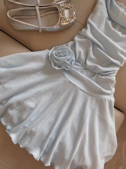 Gorgeous Light Blue Halter Neck Chiffon Backless Homecoming Dress Short Party Dress ED02134