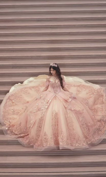 Fairy Sweet 16 Kleider Ballkleid Tüll Langes rosa Quinceañera-Kleid ED11972