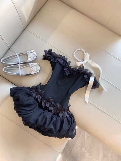 Elegant Off-the-shoulder Tulle Applique Short Ball Gown Fashion Party Dress ED03266