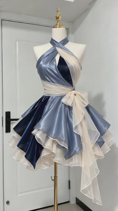 Cute Blue Short Prom Dress A-Line Chiffon Birthday Party Dress ED12184