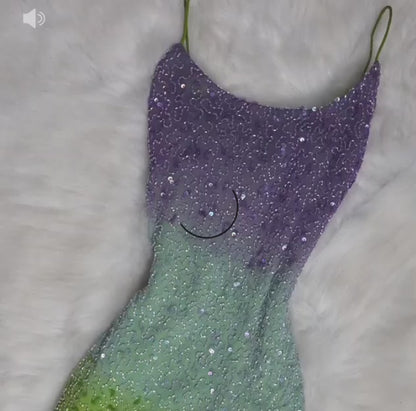 Schickes grünes Abschlussballkleid Etui Pailletten langes Abendkleid ED11438